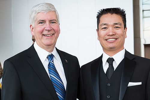 Gov. Snyder meets with Jerry Xu, president of the Detroit Chinese Business Association. Building long-term relationships with China makes sense for Michigan, mostly because Chinese companies are looking for manufacturing and automotive expertise, experts say.
