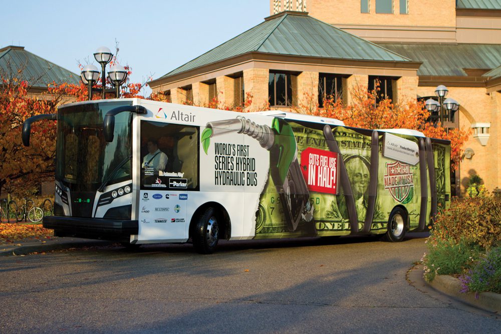 Altair built a hybrid diesel bus as a demonstration project for prospective customers. Out of that came a commercial product, TOGGLED, which replaces fluorescent bulbs with Light Emitting Diode technology.