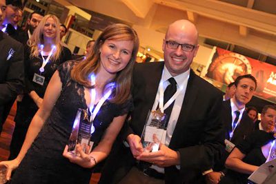 United Shore’s Melinda Wilner, executive vice president of underwriting, and Bob Fuller, head of client service, were recognized with MVP Awards in front of all 1,200 team members for their achievements in 2014.
