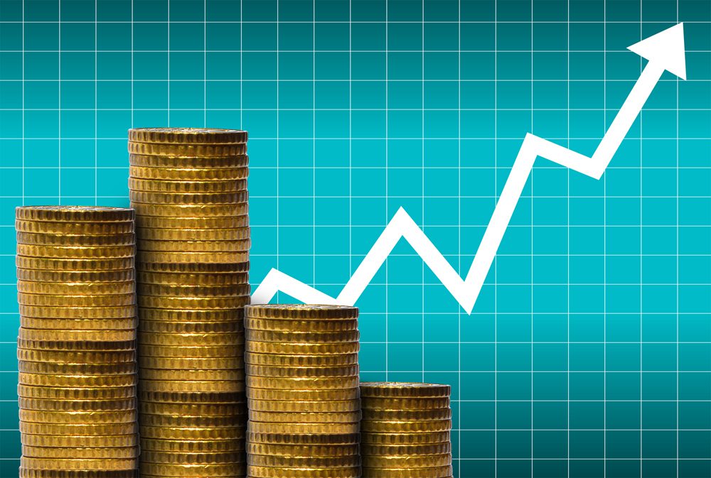 Money with financial graph - Money and markets concept