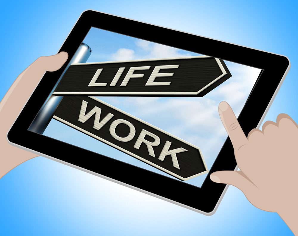 Life Work Tablet Means Balance Of Career Health And Relationship
