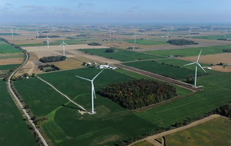 The Thumb is often called the Michigan’s “wind capital” because of the many wind turbines operating there. Photo Courtesy DTE Energy