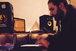 Musician and City Hall Artspace Lofts resident, Matthew Modlinski in his apartment