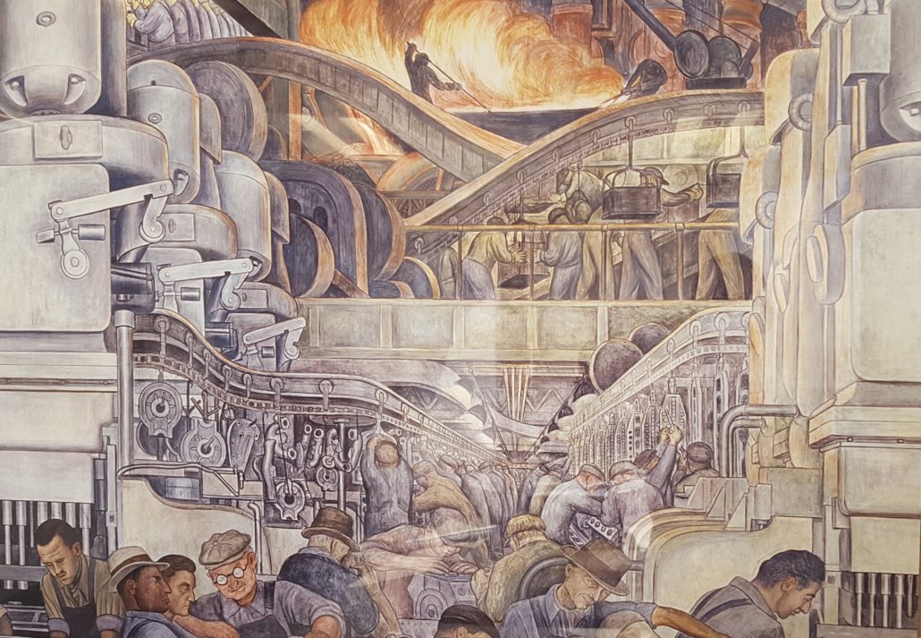 Famous piece from the Detroit Industry Murals North Wall by Diego Rivera depicts a shop floor and hangs in the office of global manufacturing practice leader, Tom Alongi. 