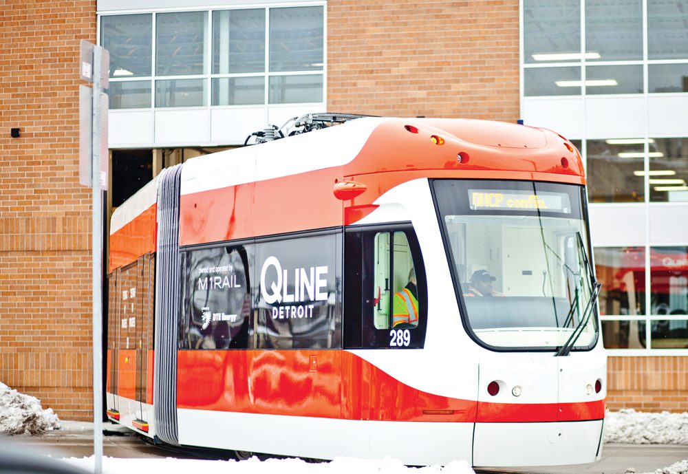 One of six streetcars that will be delivered is already undergoing testing on the QLINE. Photo courtesy Kresge Foundation.