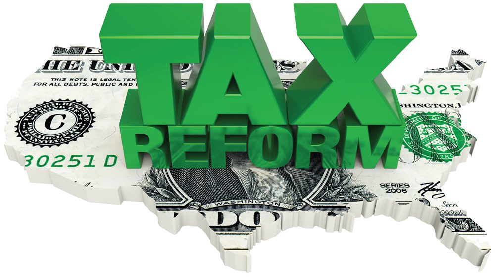 Tax Reform with United States Map Dollar