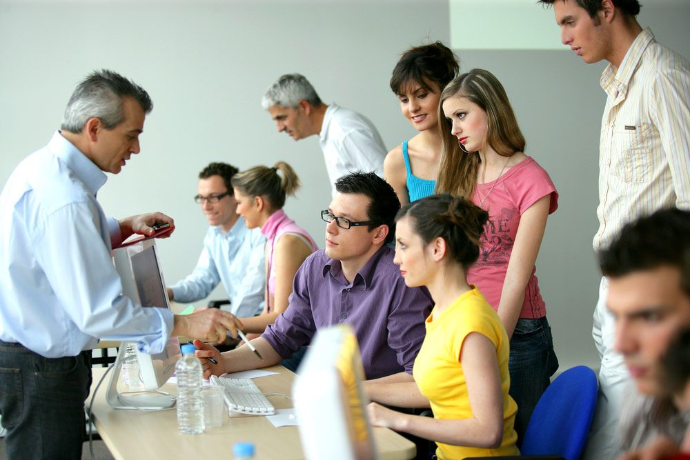 businesspeople on an education training